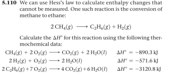 Solved 5.110 We can use Hess's law to calculate enthalpy | Chegg.com