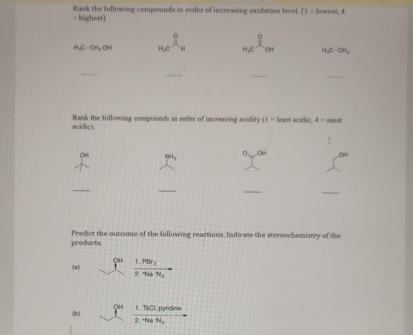 Solved Rank the following compounds in order of increasing | Chegg.com