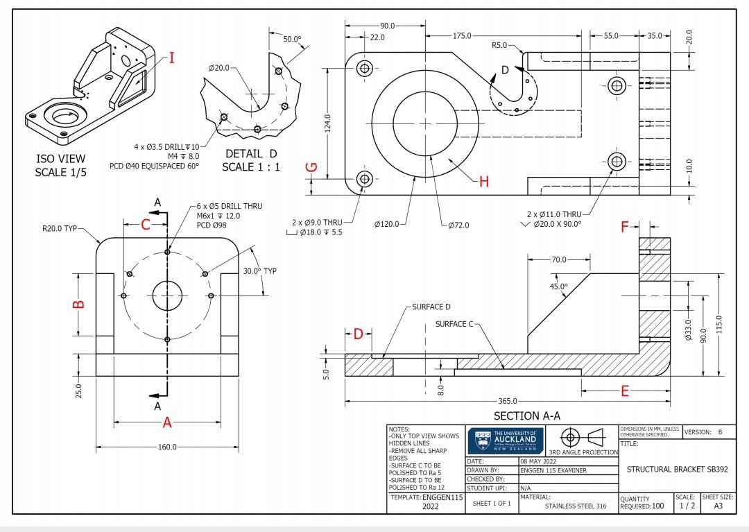 Solved ISO VIEW SCALE 1/5 R20.0 TYP B -I 4 x 03.5 DRILL 10- | Chegg.com