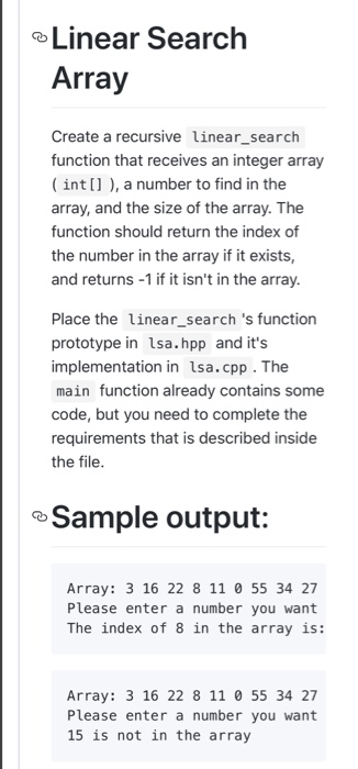 Solved Linear Search Array Create a recursive linear_search | Chegg.com