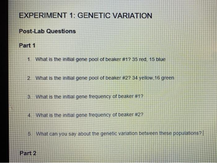 EXPERIMENT 1 VARIATION PostLab Questions