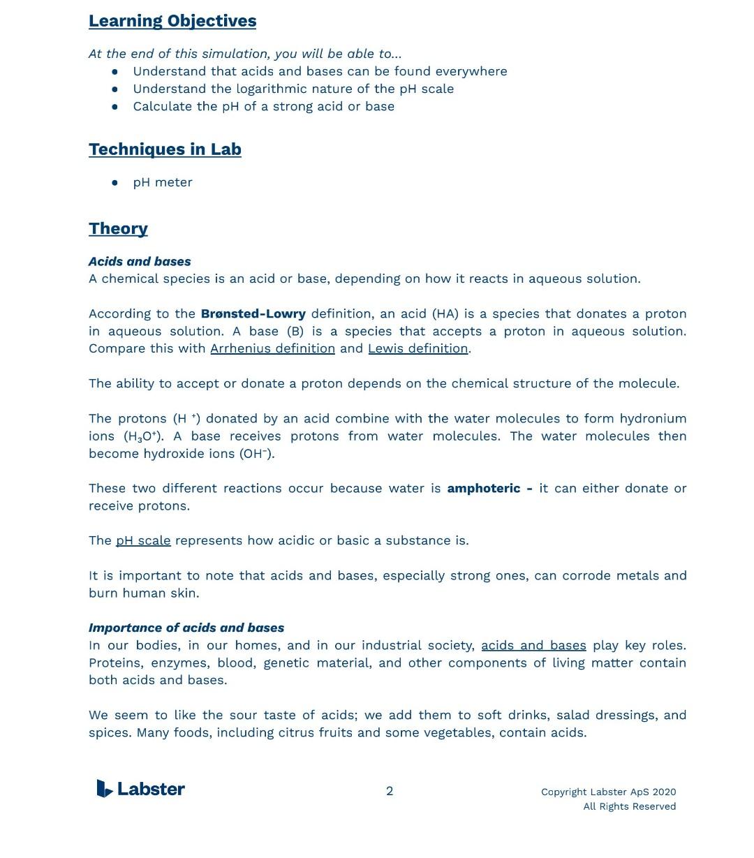 Solved Labster Virtual Lab Manual Acids and Bases