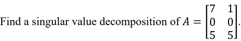 Solved Find a singular value decomposition of A=[710055]. | Chegg.com