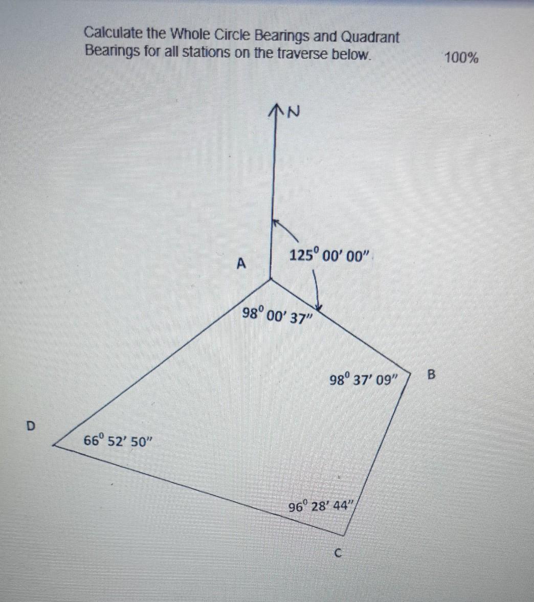 Solved Calculate the Whole Circle Bearings and Quadrant