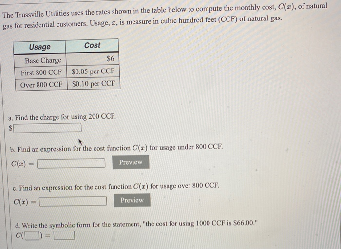 Solved The Trussville Utilities uses the rates shown in the
