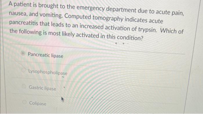 Solved A patient is brought to the emergency department due | Chegg.com