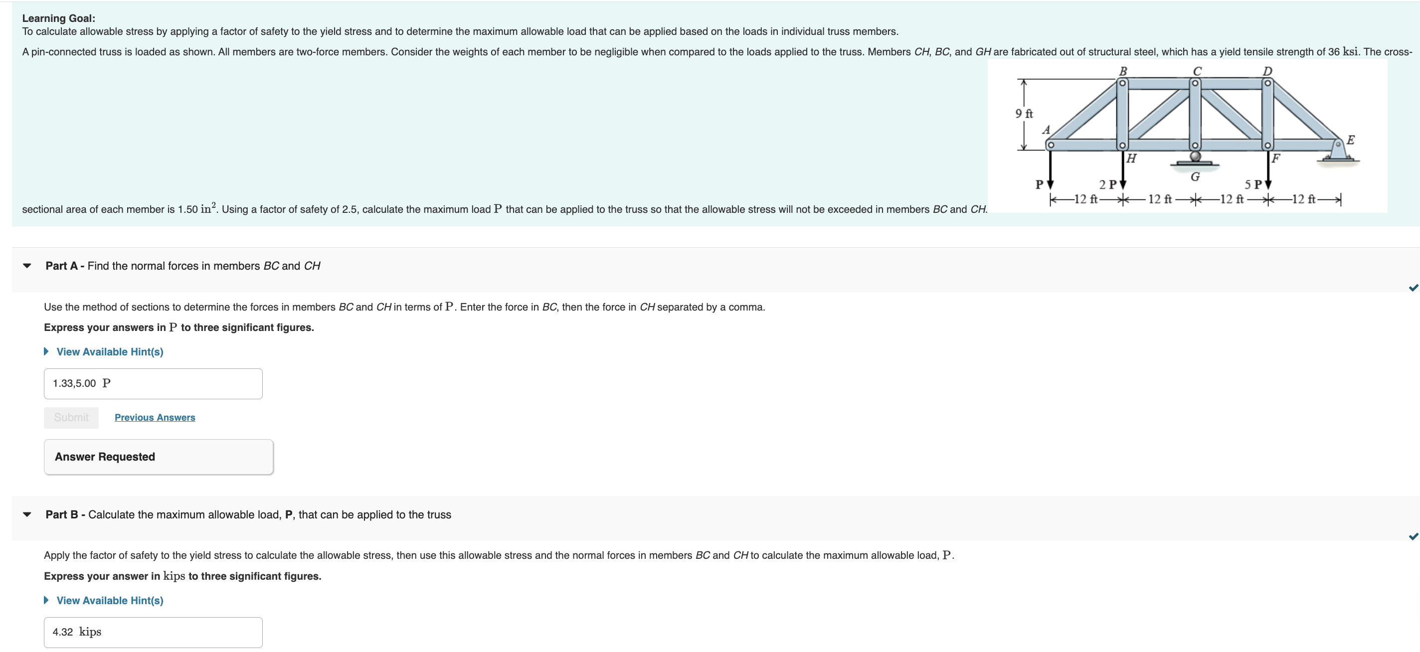 Learning Goal:To calculate allowable stress by | Chegg.com