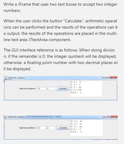 Solved write a JFrame that uses two text boxes that accept | Chegg.com