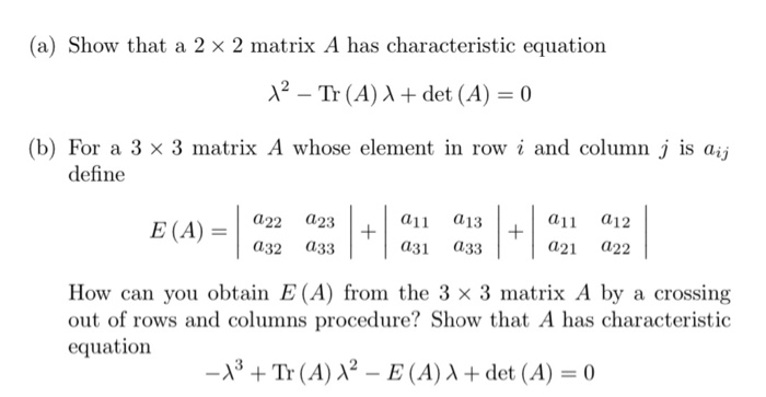 Solved 19. (Formulas for the Characteristic Equation when n | Chegg.com