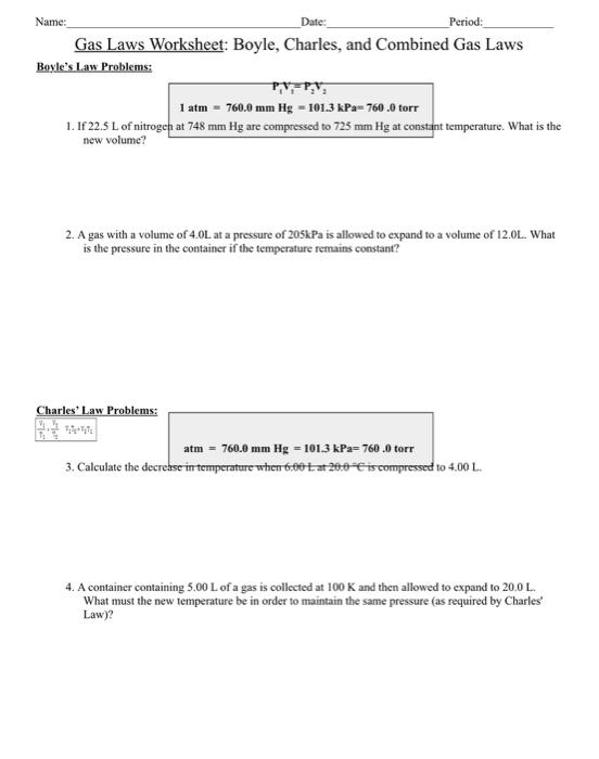 combined gas law worksheet answers