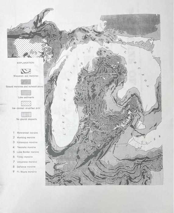 Solved 13. (5pts) Find the moraine ridges left by the Lake | Chegg.com