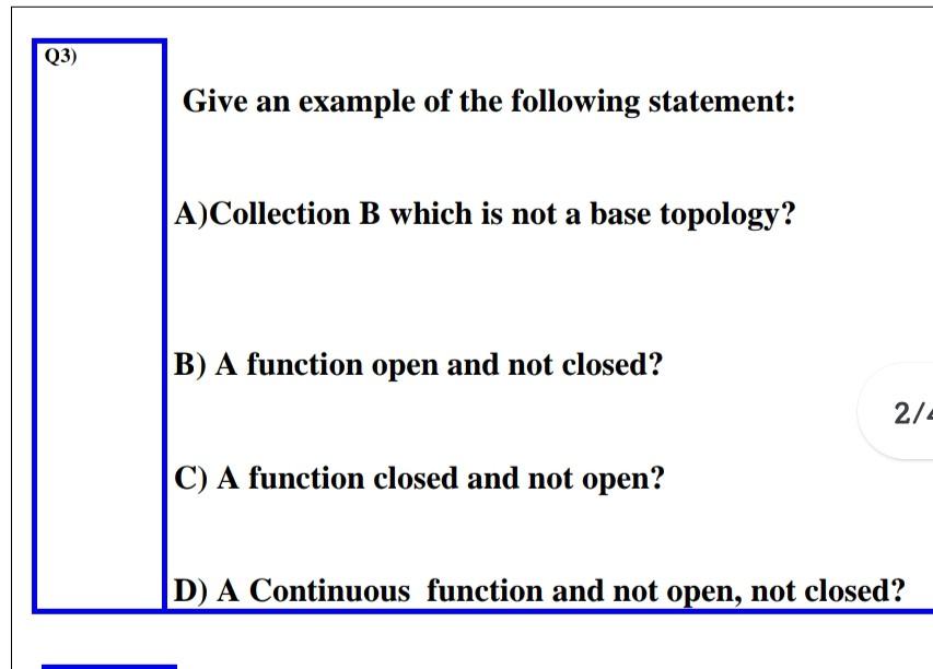 Solved Give An Example Of The Following Statement: | Chegg.com