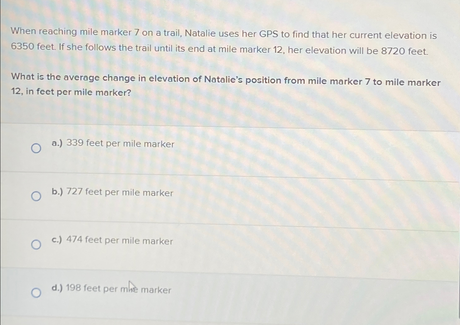 solved-when-reaching-mile-marker-7-on-a-trail-natalie-uses-chegg