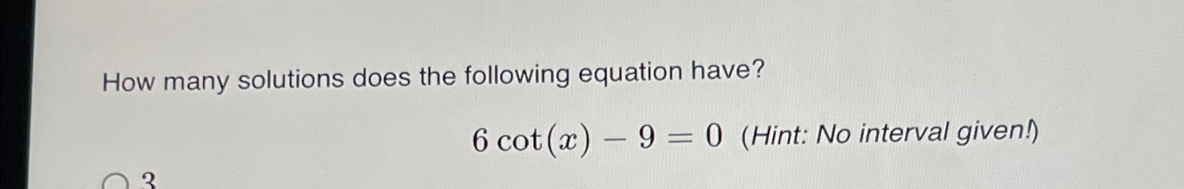 Solved How many solutions does the following equation | Chegg.com
