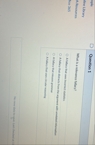 Solved Question 1What is a relevance fallacy?\geoquad A | Chegg.com