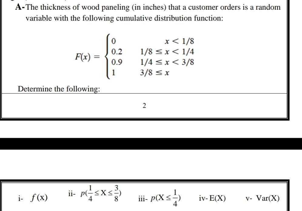 Solved AThe thickness of wood paneling (in inches) that a