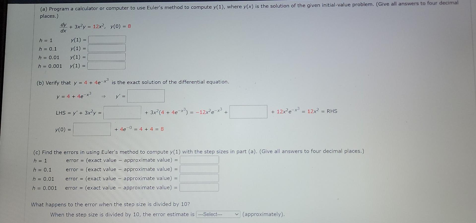 Solved (a) Program A Calculator Or Computer To Use Euler's | Chegg.com