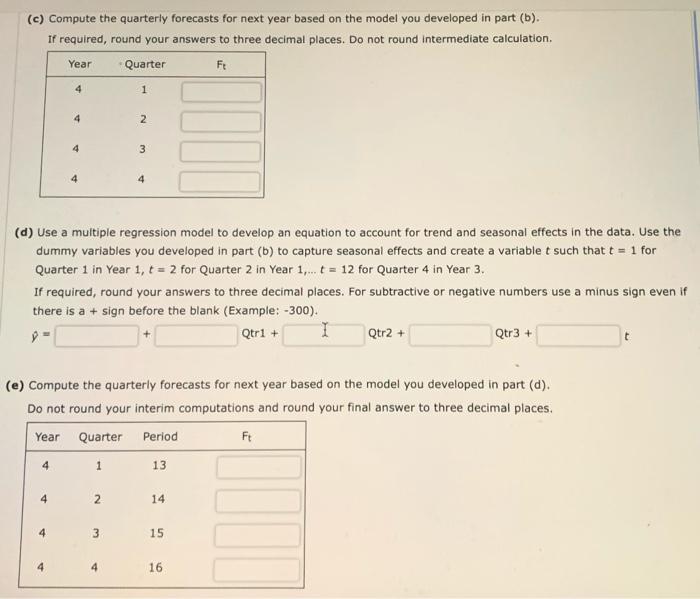Solved Consider the following time series data. Quarter Year | Chegg.com