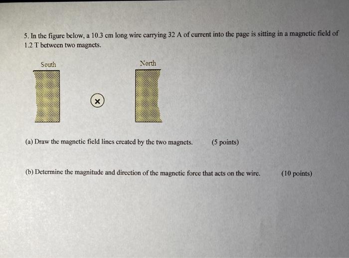Solved 5. In the figure below, a 10.3 cm long wire carrying | Chegg.com