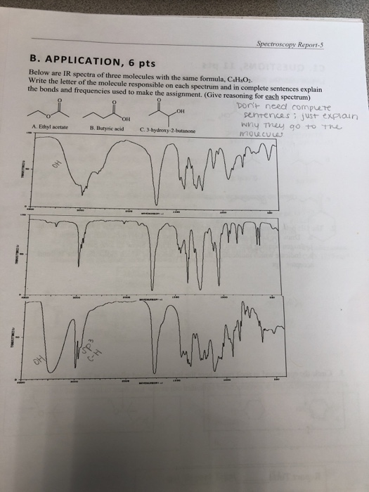 Spectroscopy Report Solved Spectroscopy Reports B. APPLICATION, 6 pts Below are | Chegg.com
