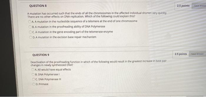 Solved QUESTIONS 2.5 points Save Anne A mutation has | Chegg.com