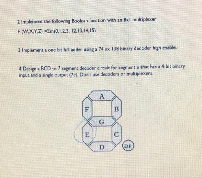 Solved 2 Implement the following Boolean function with an | Chegg.com