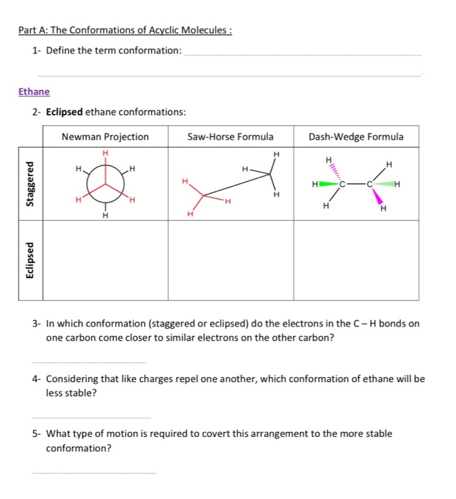 Solved Part A: The Conformations of Acyclic Molecules : 1. | Chegg.com