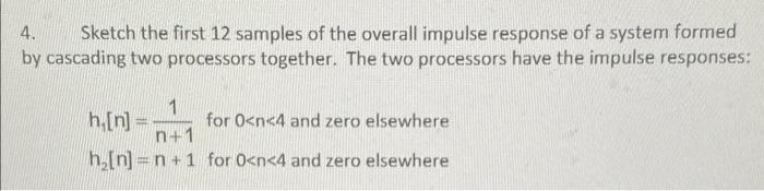 Solved 4 Sketch The First 12 Samples Of The Overall Impulse