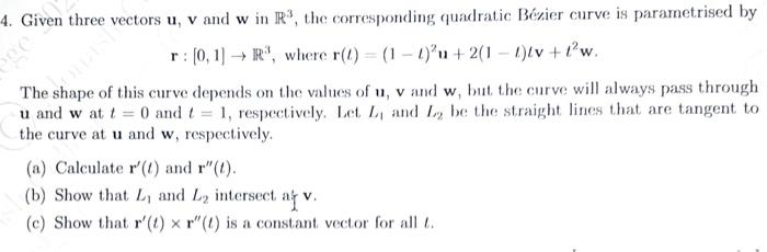 Solved Given three vectors u,v and w in R3, the | Chegg.com
