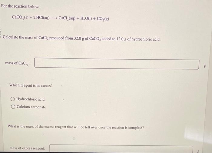 Solved For the reaction below: CaCO3( | Chegg.com