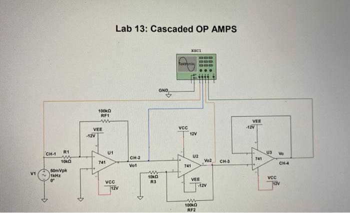 Solved The Circuit Comprises Of Three Cascaded OP AMP Stages | Chegg.com