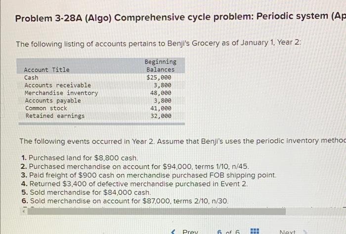Problem 3-28A (Algo) Comprehensive cycle problem: | Chegg.com