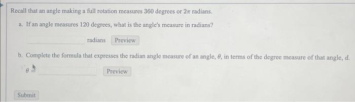 Solved Recall that an angle making a full rotation measures | Chegg.com