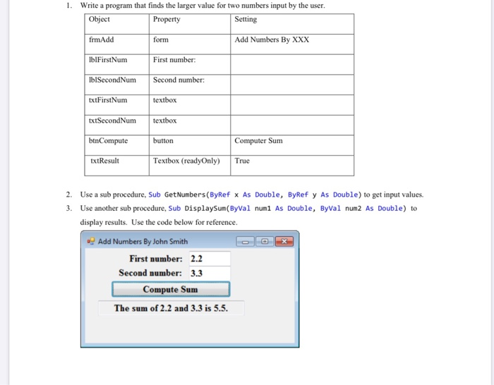Solved Visual Studio Programming Visual Basic Coding can | Chegg.com