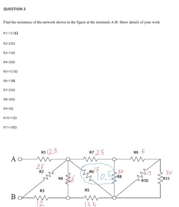 Solved Find the resistance of the network shown in the | Chegg.com