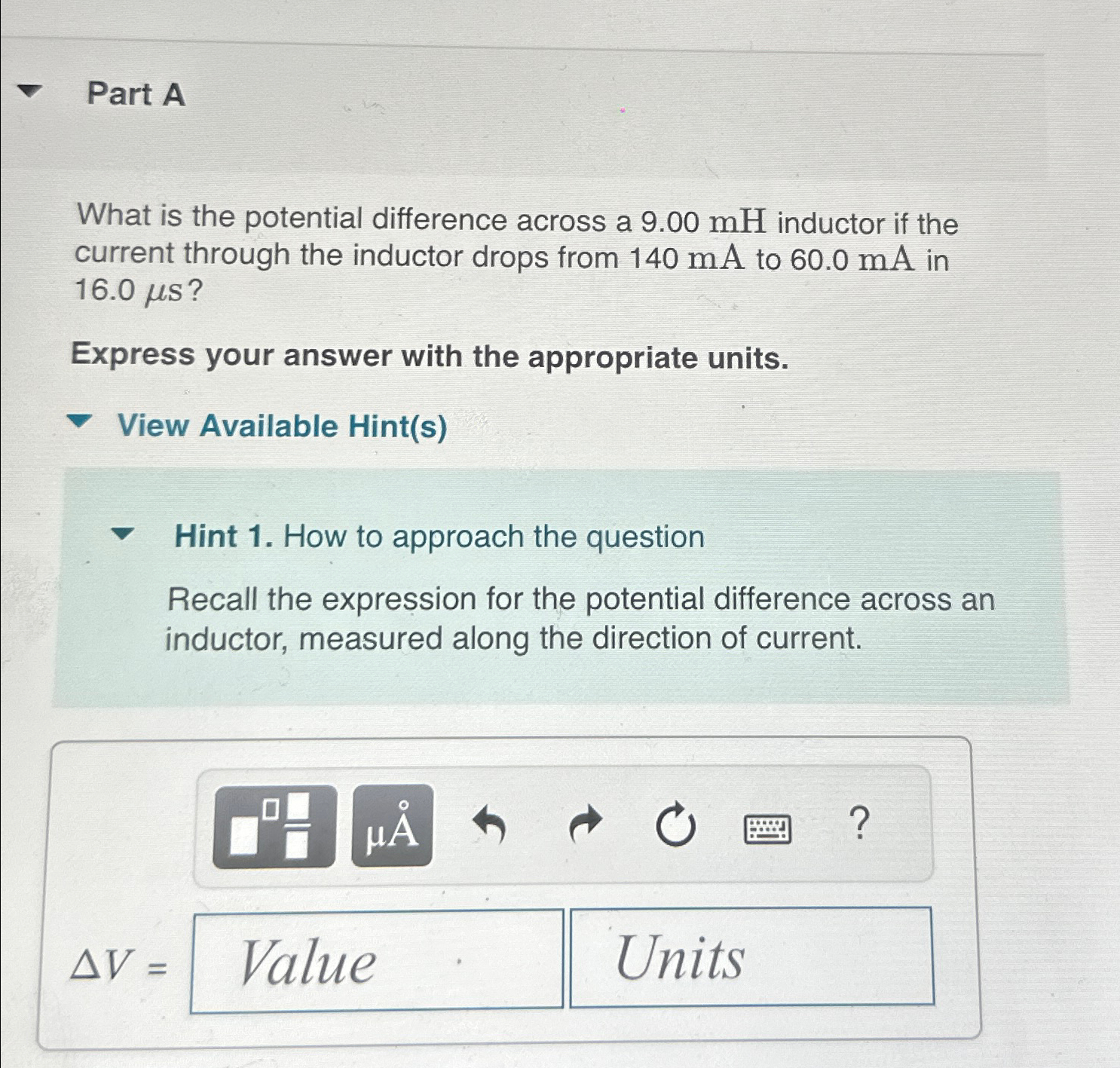 Solved Part AWhat is the potential difference across a | Chegg.com