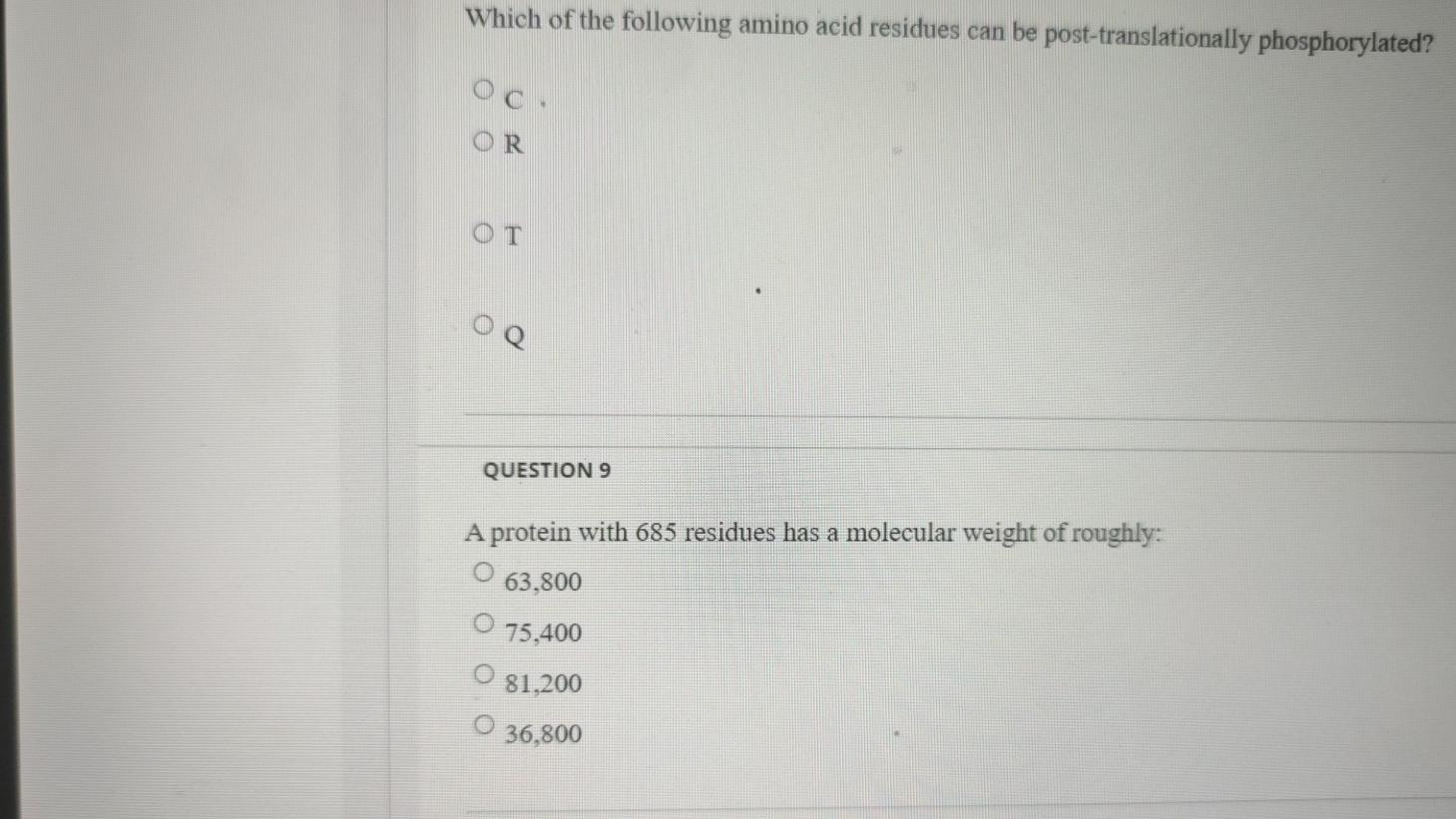 Solved Which of the following amino acid residues can be | Chegg.com