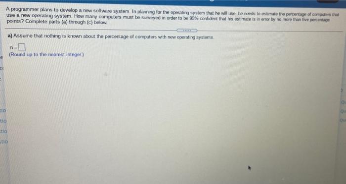 Solved A programmer plans to develop a new software system. | Chegg.com