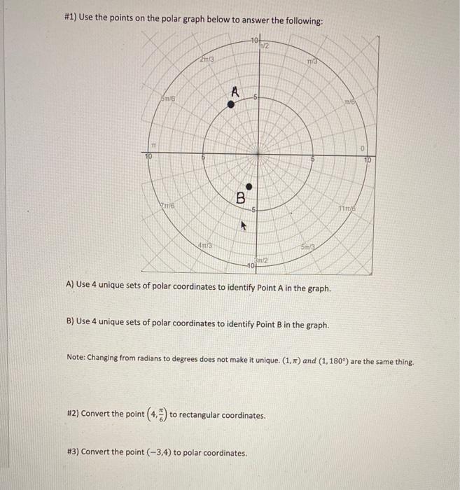 Solved #1) Use the points on the polar graph below to answer | Chegg.com