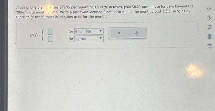 Solved A cell phone plan charges $47.95 per month plus | Chegg.com