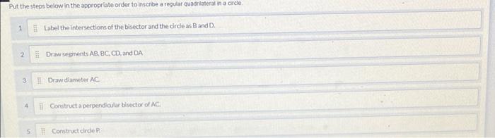 Solved Put the steps below in the appropriate order to | Chegg.com