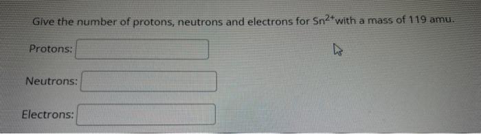 Solved Give the number of protons, neutrons and electrons | Chegg.com