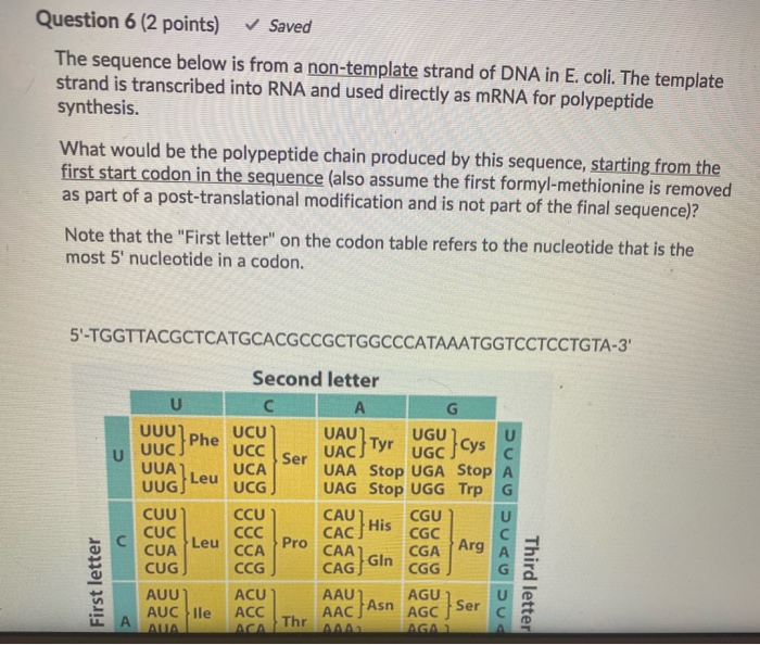 Solved Question 26 (2 points) The sequence below is from a | Chegg.com