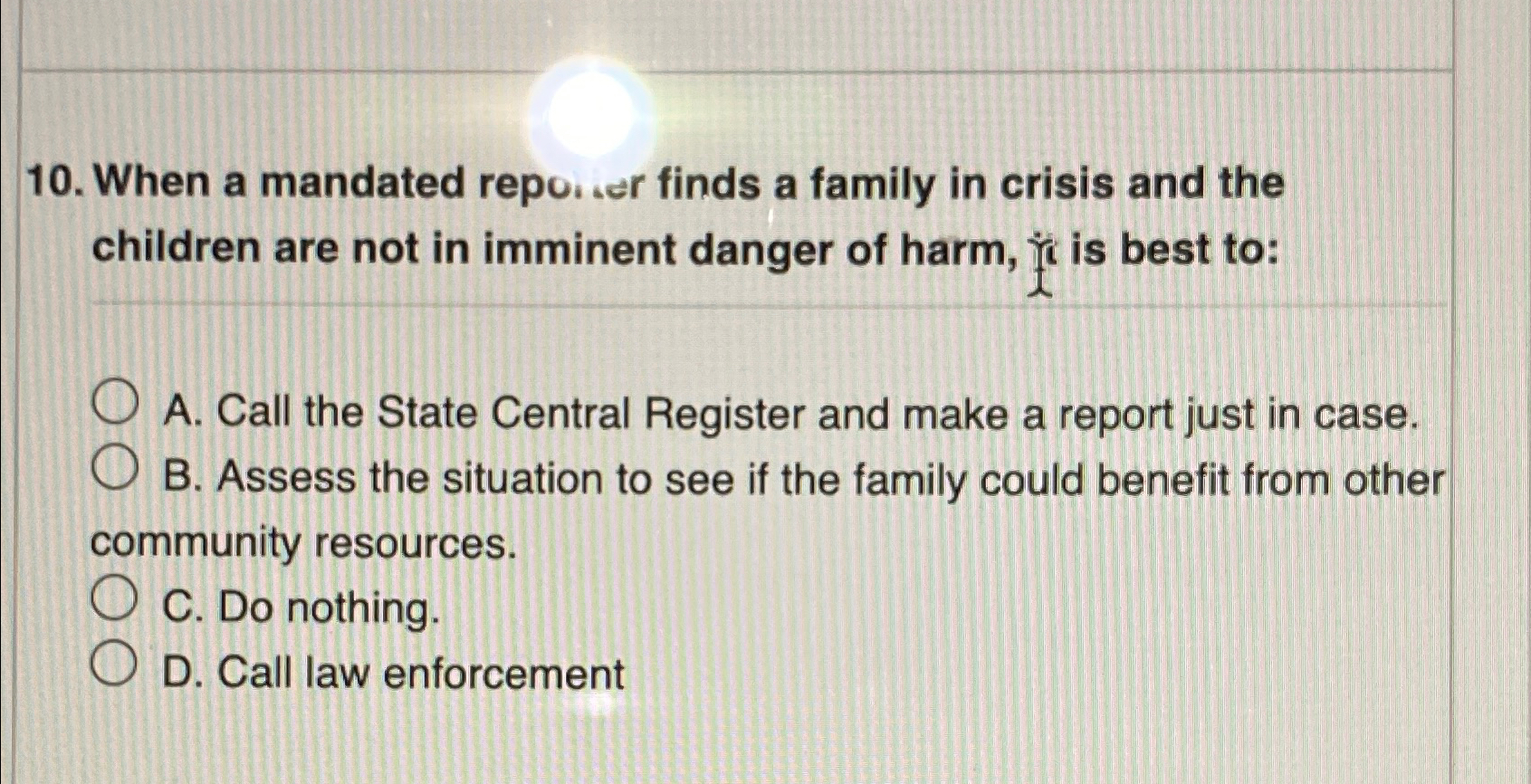 Solved When a mandated repo, ،or finds a family in crisis