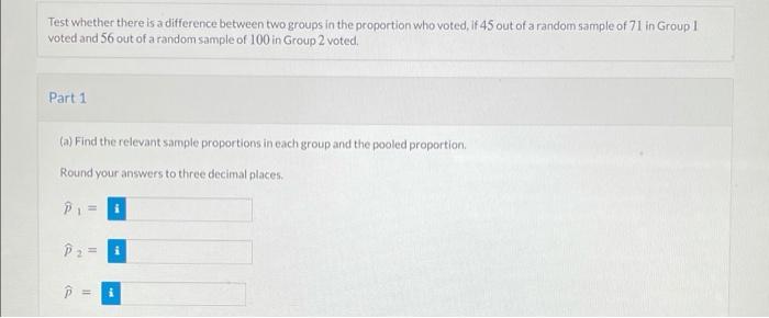 Solved Test whether there is a difference between two groups | Chegg.com