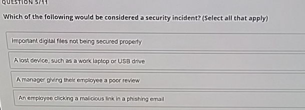 Solved Which of the following would be considered a security | Chegg.com