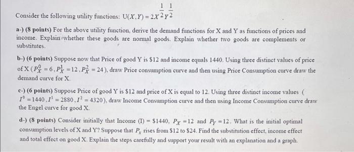 Solved 11 Consider the following utility functions: | Chegg.com