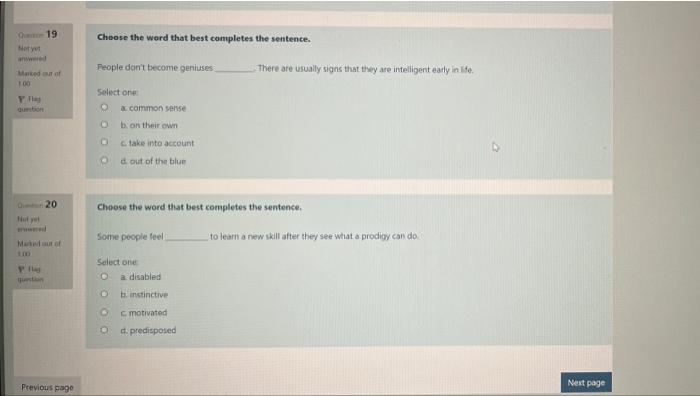 Solved 17 Choose The Word That Best Completes The Sentence. | Chegg.com