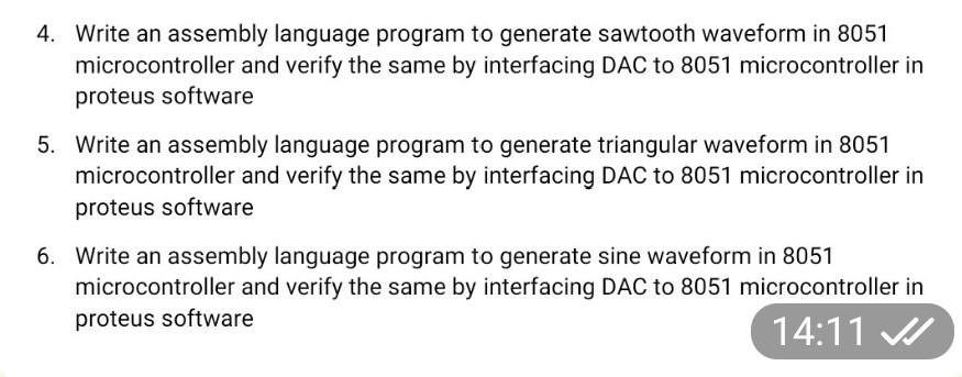Solved 4. Write an assembly language program to generate | Chegg.com