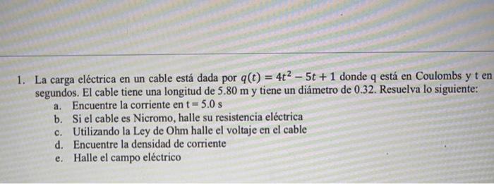 Solved The electric charge in a cable is given by 𝑞(𝑡) = | Chegg.com